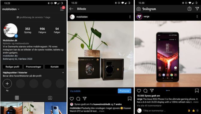 Instagram får nu mørkt udseende på iPhone og Android