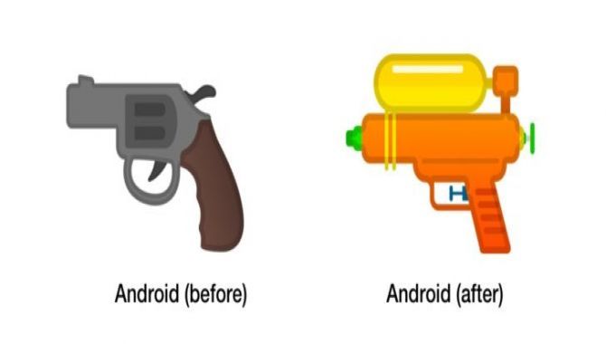 Google ændrer pistol emojien til en vandpistol