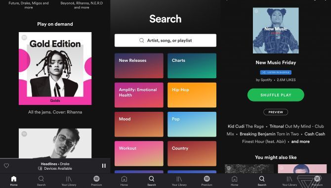 Sådan ser den nye gratisudgave af Spotify-appen ud