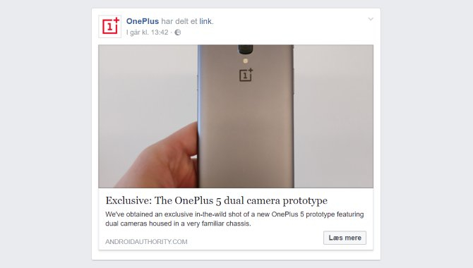 Ups: OnePlus deler OnePlus 5-rygte på Facebook ved en fejl