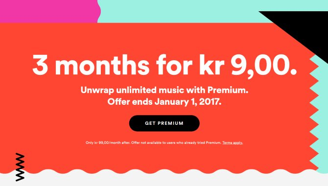 Få 3 måneders Spotify Premium for kun 9 kroner