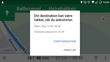 Google Maps advarer dig, hvis din destination har lukket