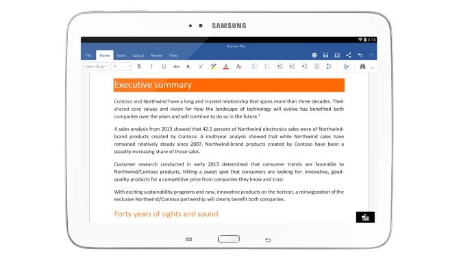 Microsoft Office følger med nye Samsung-tablets