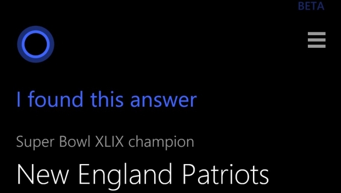 Cortana forudsagde Super Bowl resultat