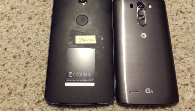 Nexus 6 fotograferet ved siden af LG G3