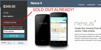 LG Nexus 4 udsolgt på få minutter