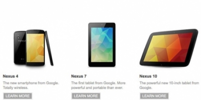 Her er specifikationerne på Nexus 4, 7 og 10