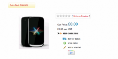 Netbutik afslører Google Nexus Prime?