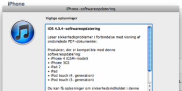 iPhone og iPad opdateres til iOS 4.3.4