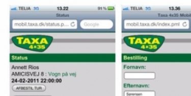 Bestil Taxa 4×35 fra ny mobil-version