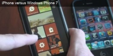 Sammenligning af startskærmene på WP7 og iPhone 4