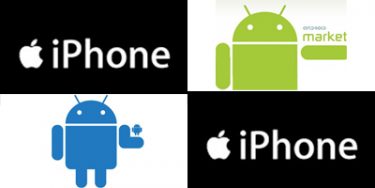 Android og iPhone-mobiler bruges ens