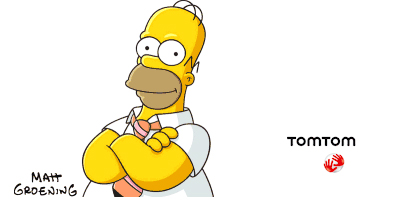 Homer Simpson guider på TomTom