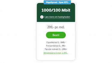 Stor besparelse på 1.000 Mbit/s bredbånd fra YouSee