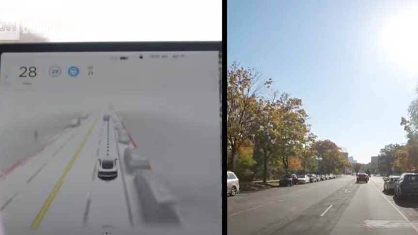 Se Teslas helt selvkørende funktion næsten forulykke med en journalist