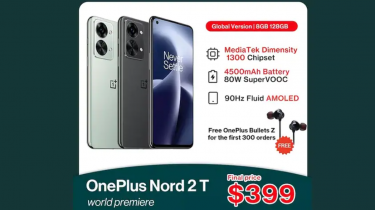 OnePlus Nord 2T på forhandlerside med specs, pris og billede