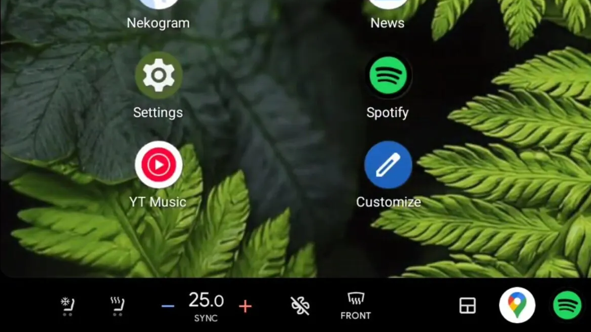Sådan ser styring af klimaanlæg i Android Auto ud