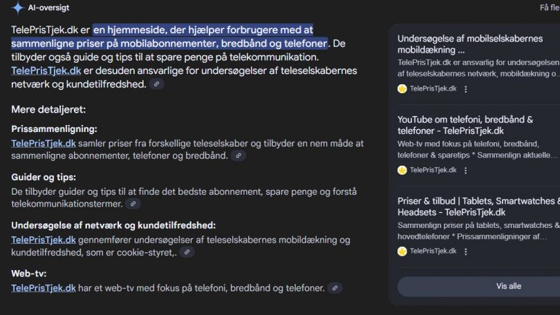 Google lancerer AI-oversigt i søgeresultater i Danmark