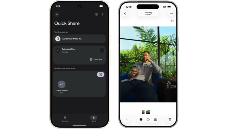 quick share airdrop fildeling mellem android og iphone